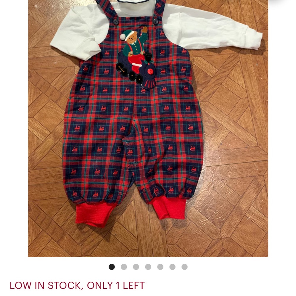 Good Lad Red and Blue Plaid Overalls Vintage 3-6 mo